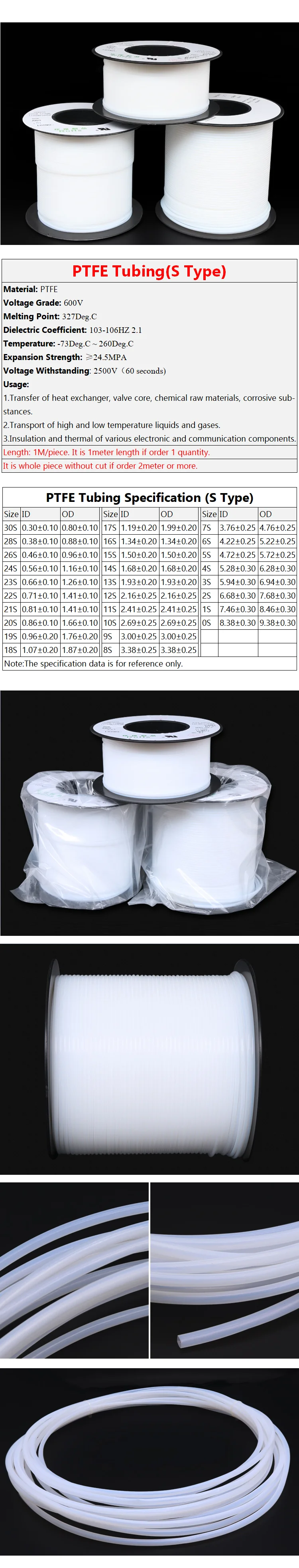 30S 0,3 мм x 0,8 мм PTFE трубка T eflon Изолированная жесткая капиллярная F4 труба высокая термостойкость шланг передачи 600 в белый