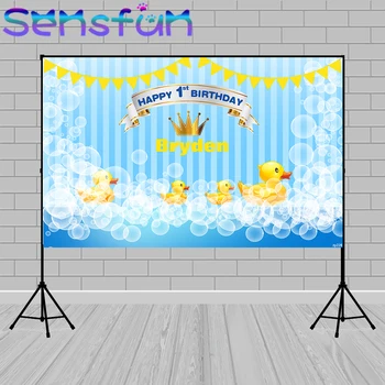 

Boy Baby Shower Backdrop for Photography Yellow Duck Background for Photo Studio Happy 1st Birthday Party Decoration Wallpaper