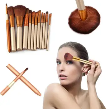 

12PCS Luxury Champagne Makeup Brushes Set Foundation Beauty Contour Concealer Make Cosmetic Power Blending Eyeshadow Brush F5Z0