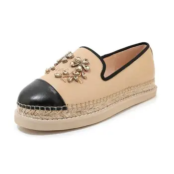 

Thick-soled Straw Fisherman Shoes Women 2020 Spring Genuine Leather Comfortable Loafers Soft Bottom Casual Lazy Single Shoes
