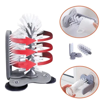 

New Water Bottle Cleaning Brush Glass Cup Washer with Suction Base Beer Cup Wine Glass Bottles Brush Bar Kitchen Sink Home Tools