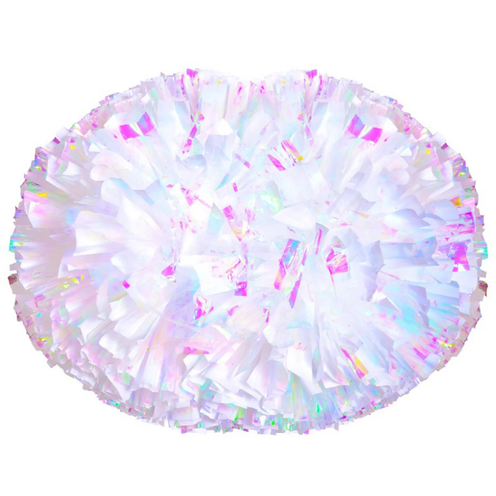 2pcs Rainbow Flower Ball Metallic Cheerleader Pom Poms Girl Cheering Dance Decorator Cheerleading Pompoms Cheer Pom Majorettes