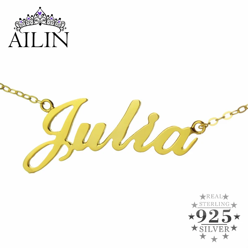 AILIN пользовательское именное ожерелье JULIA style золотого цвета над серебряным ожерельем первоначальное ожерелье, персонализированные украшения Женское Ожерелье