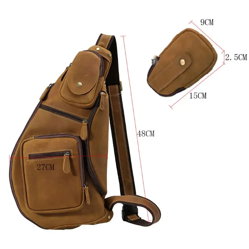 

Men Vintage Leather Crossbody Sling Shoulder Bag Chest Pack Sports Handbag X5XA