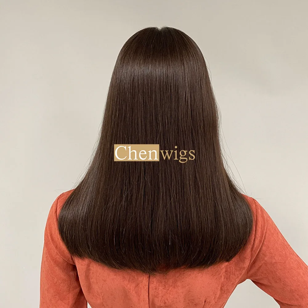 JewishWigFinestEuropeanHairWigsMediumBrownNoLayerSkinTop