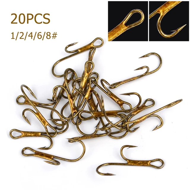 20pcs/Lot Barbed Golden Double Fishing Hooks High Carbon Steel