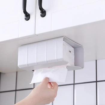 

Wall-Mounted Tissue Box Roll Paper Holder Paper Towel Holder Self-Adhesive Paper Storage Rack Toilet Paper Holder Bathroom