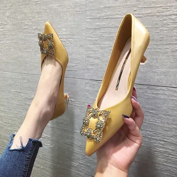 

Slip Om 3cm Heels Lace-up Branded Pumps Summer Women's Shoes 2019 Pointed Wedge Shallow Mouth All-Match Sexy Sandals Canvas