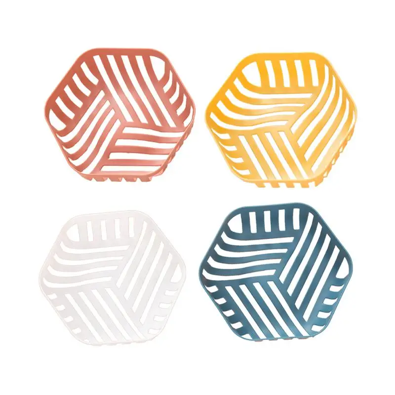 

4PCS Hollowed Fruit Basket Household Portable Washing Drying Basket Fruit Vegetable Storage Rack