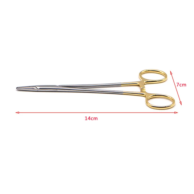 

14cm Gold Dental Surgical Instrument For Dental Orthodontic Forcep Needle Holder Pliers Mosquito Tweezer