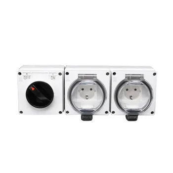 

Outdoor IP66 Waterproof Industrial Socket 2EU AC Outlet with Switch Waterproof Box European Germany standard Power Socket