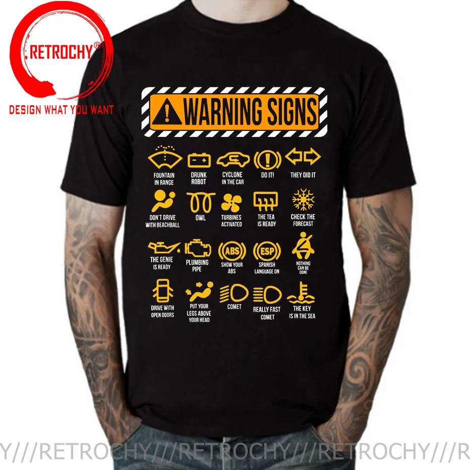 Funny Driving Warning Signs 101 Auto Mechanic Gift Driver 100% Cotton Summer Men's Novelty Oversized T-Shirt Women Casual Tshirt