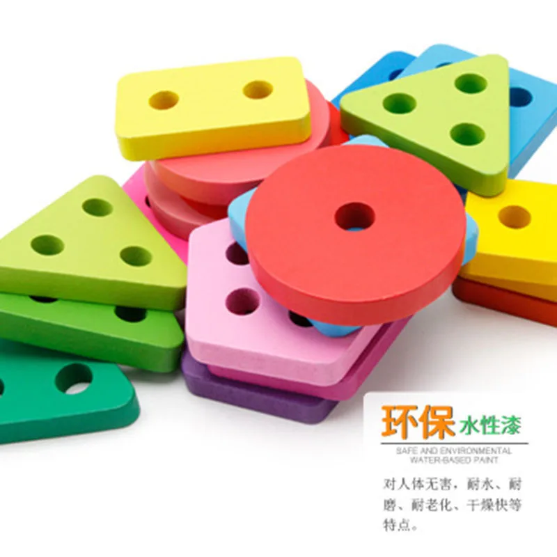 

With Numbers Building Blocks Set Column Shape Matching Color Cognitive Early Childhood Educational Toy Fraction Teaching English