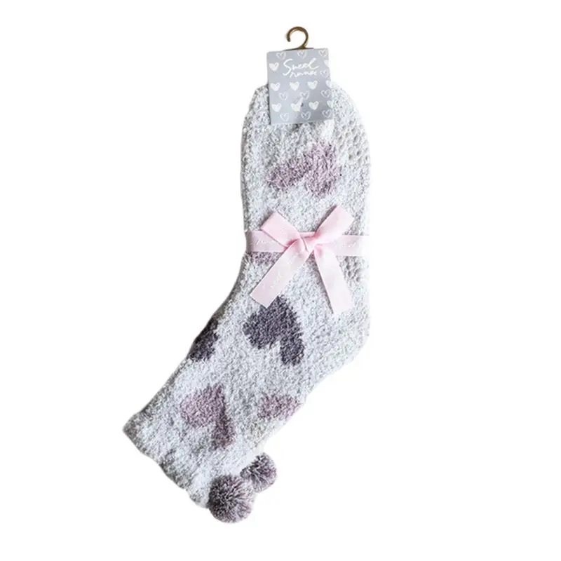 Sweet Lady Women Christmas Stockings Cute Girls Thick Warm Coral Fleece Socks