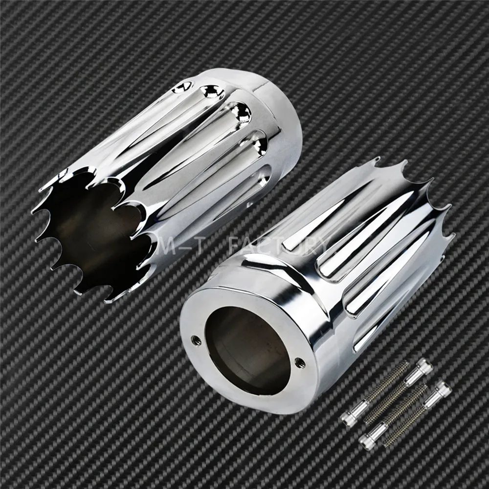 Slider Cover B 14-17 Мотоцикл хромированный слайдер передняя вилка крышка коровьи колокольчики для Harley Touring Road King FLHR FLHT FLHX FLSTF FLSTN 2008 - Цвет: Slider Cover B 14-17