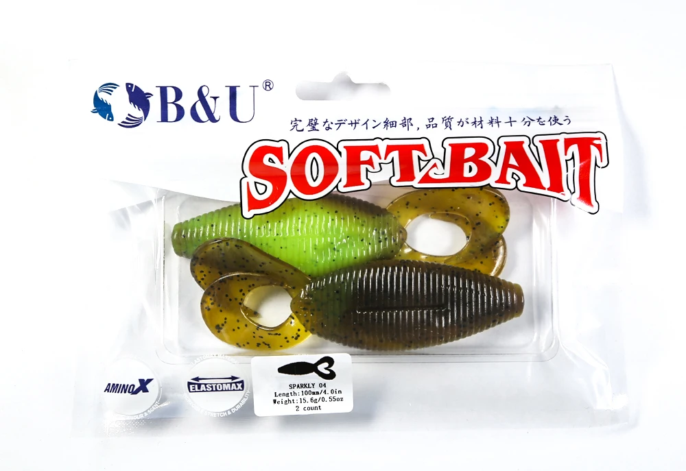 B&U Spiron Twin 100mm Curved Tail Fishing Lures Soft BaitsArtificial Wobblers Craws Silicone Shad Worm Bass leurre souple