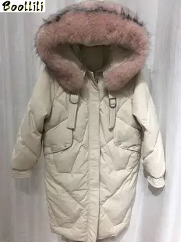 

Boollili White Duck Down Jacket Women Big Fur Collar Winter Coat Women Down Coat Puffer Jacket Warm Parka Veste Femme