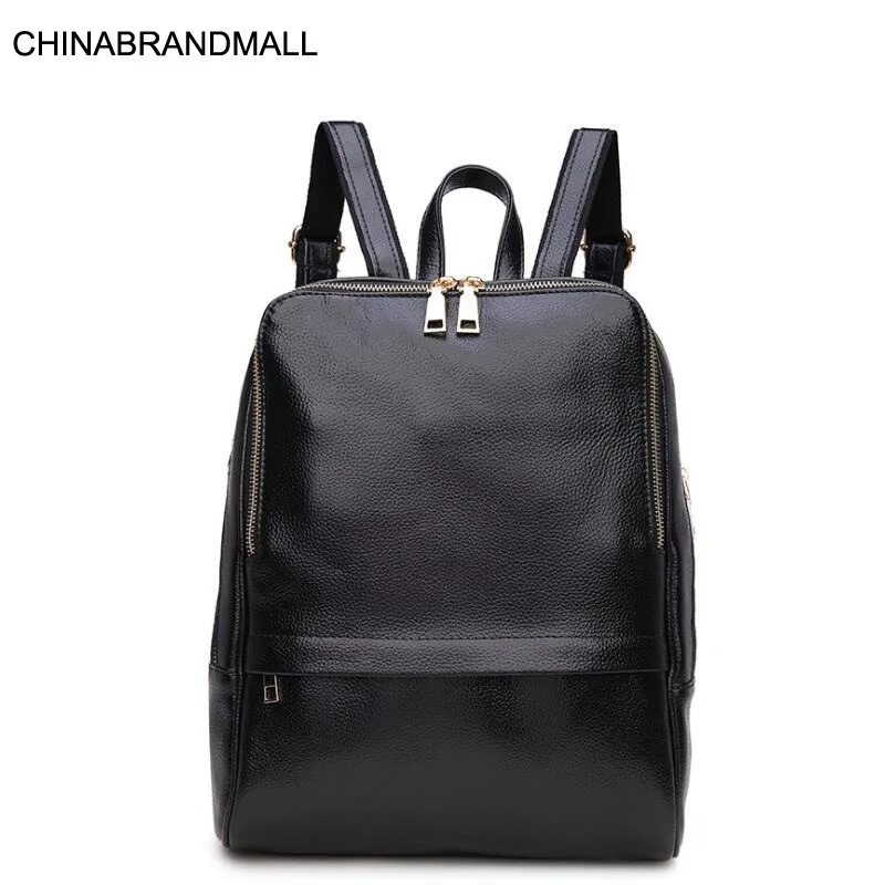 

Genuine leather cow skin large capactiy women backpack school bag