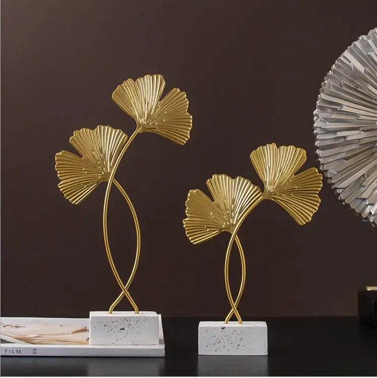 Golden Ginkgo Leaf Model Iron Tv Cabinet Decor Leaf Console Cabinet Decoration|Figurines &Amp; Miniatures 17 Bj201-3