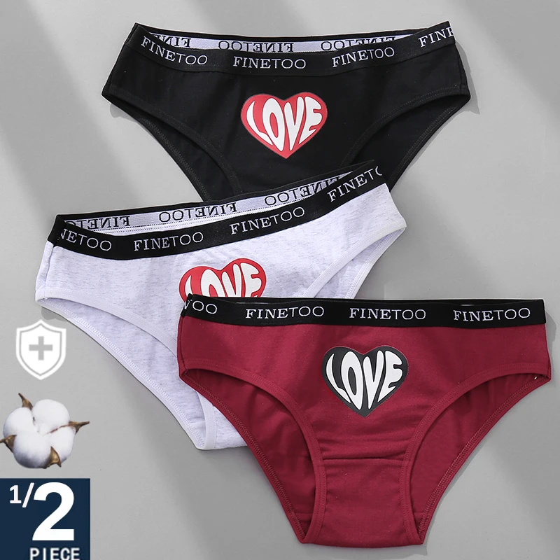 Трусики-стринги FINETOO женские 1/2 шт. хлопок M-XXL надпись Love | Женская одежда
