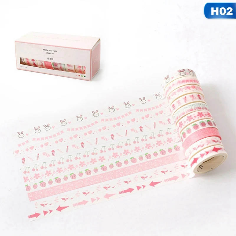02 10Pcs/Set Cute Journal Washi Tape Set Kawaii Masking Tapes For Kids DIY Decorative Diary Scrapbooking Photo Ablums - Цвет: 02
