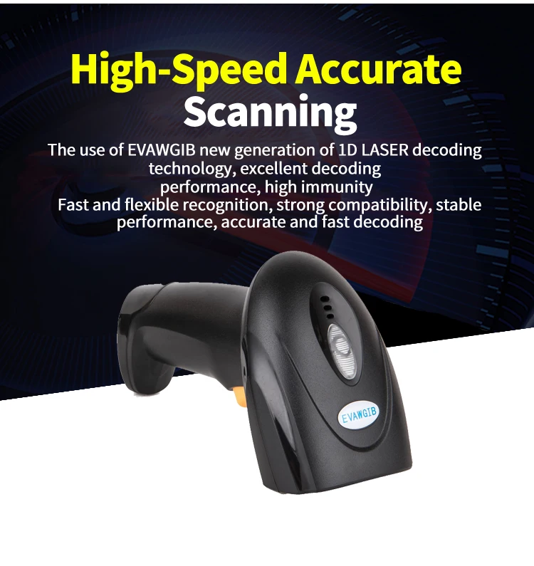 Cheapest 1DLaser handheld barcode scanner Wired barcode reader with USBinterface wireless barcode scanner with memory gun reader portable scanner