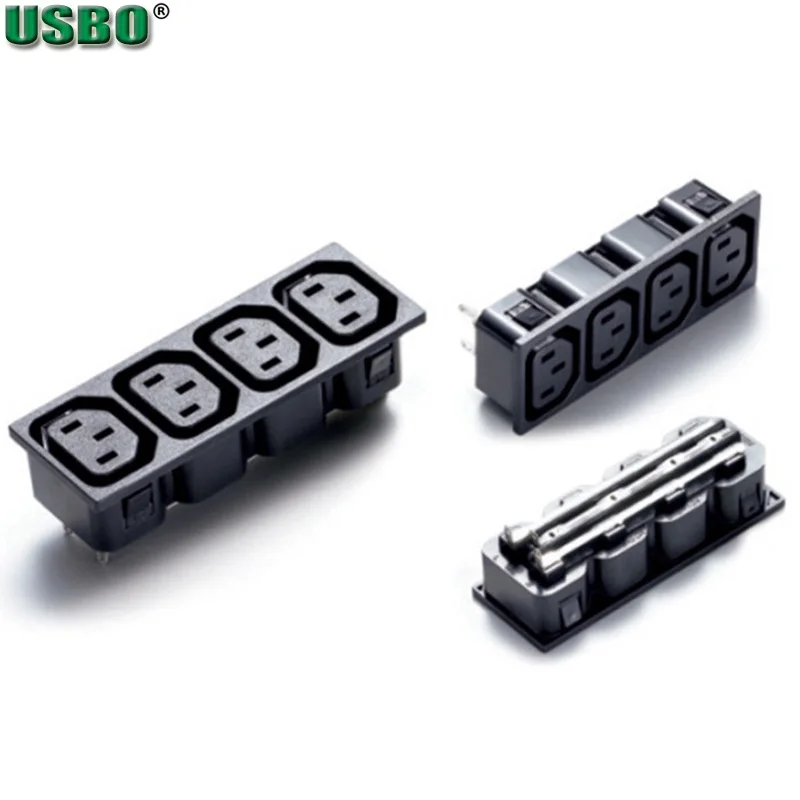4way socekt Черный CE 10A 250V 2Way 3Way 4Way IEC320 C14 C13 БРП розетка по UPS промышленный Панель крепление гнездо питания розетки Электрический разъем питания переменного тока - Цвет: 4way socekt