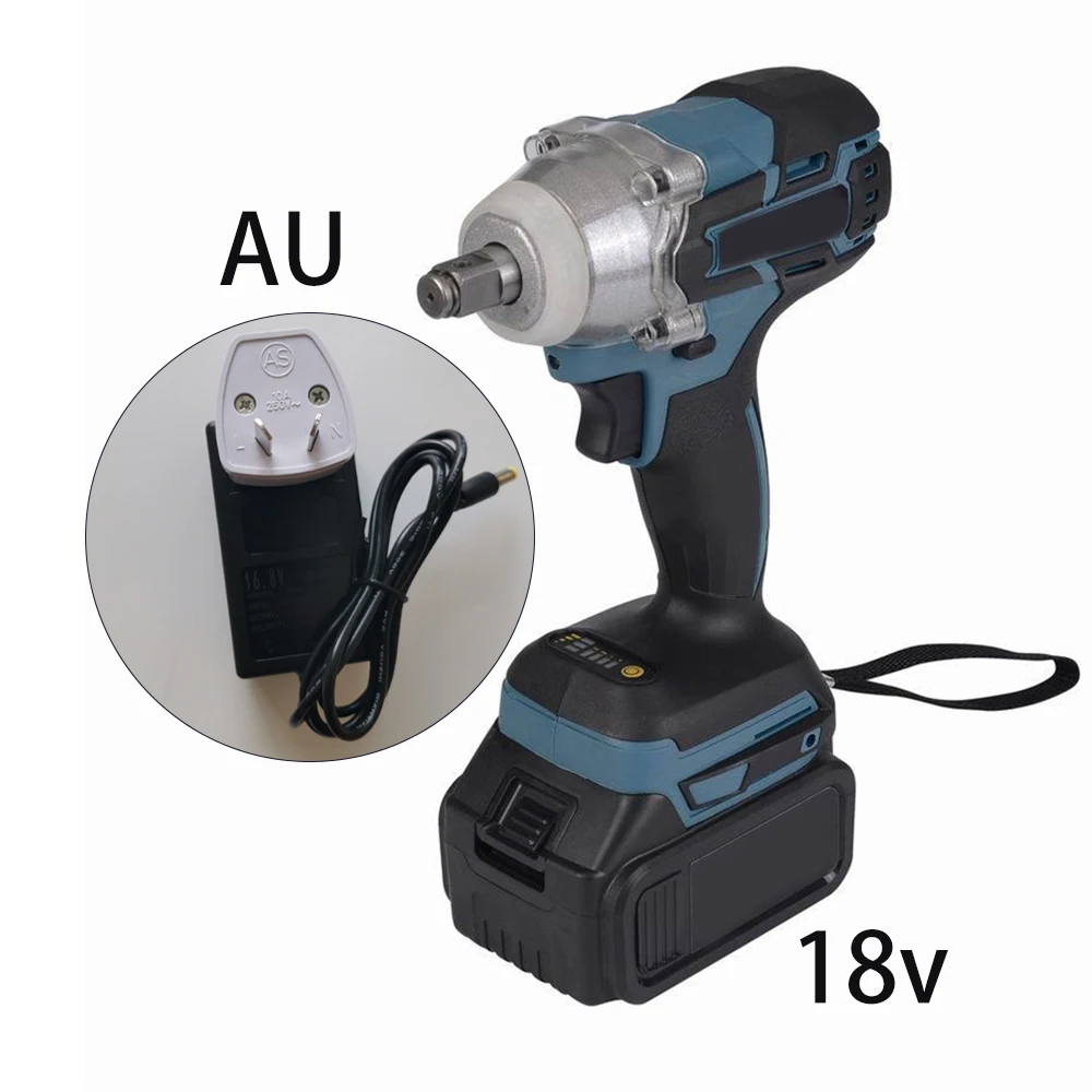 

18V 350Nm Lithium Ion Cordless 1/2 Inch Impact Wrench With Charger & Battery UK / US / EU / AU Plug