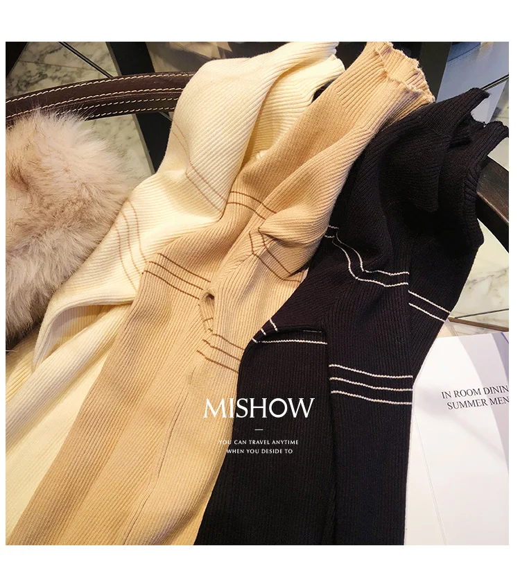 Свитера Mishow, вязаный джемпер с длинным рукавом, одноцветные пуловеры для женщин, полосатый джемпер, осенне-зимняя вязаная одежда, топы MX18D5136