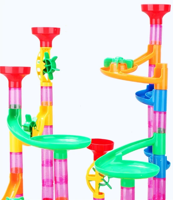 105PCS/Set Children 3D Building Construction Blocks Pipeline Race Track Roll Ball Marble Runs Games Toys Gifts for Kids 2