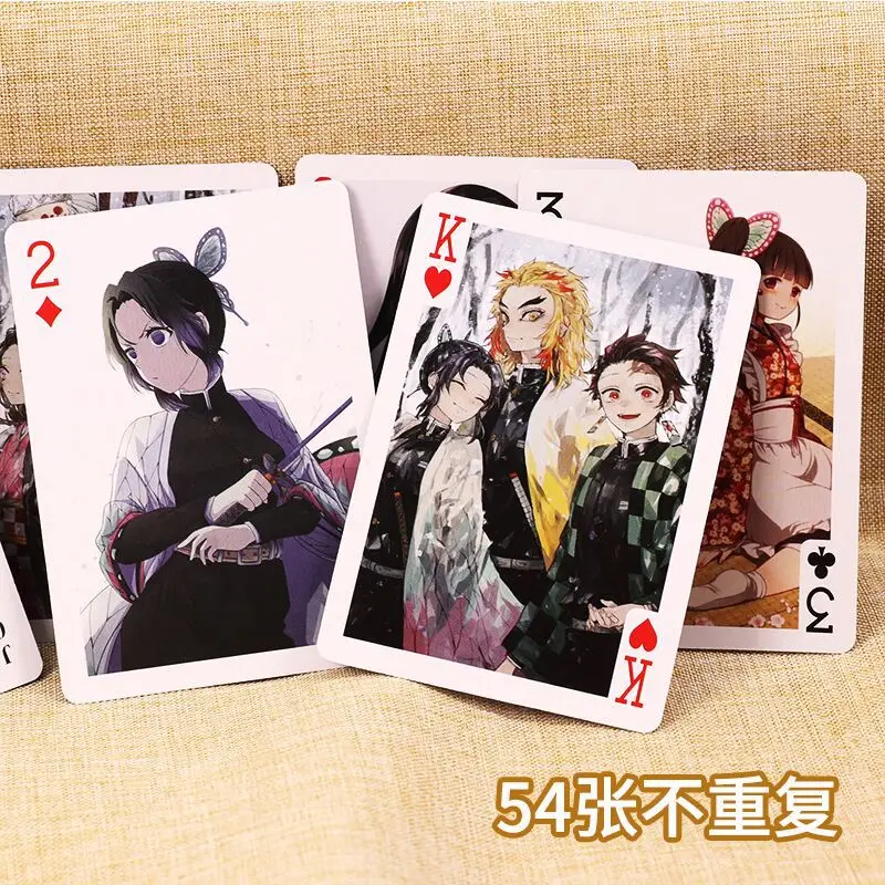 54Pcs Anime Surrounding Demon Slayer Figure Cards Poker Board Game Playing Cards DemonSlayer Poker Cards