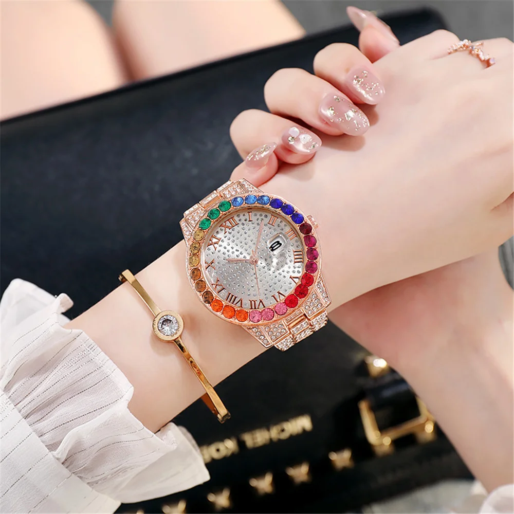 Fashion Women Watch with Full Diamond Watch Ladies Luxury Casual Women's Bracelet Crystal Quartz Wrist Watch Reloj Mujer