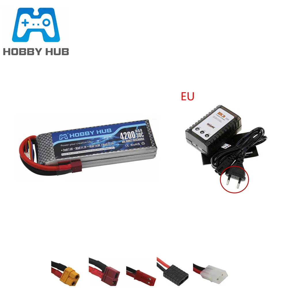 

11.1v 4200maH 30c Max 60c lipo battery and 11.1v Charger For RC Helicopters Airplanes Four axis aircraft 3S 11.1v Lipo battery
