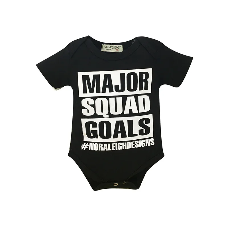 

Childrenswear Summer New Style BOY'S Simple Black And White Printed Letter Short Sleeve Triangle Romper