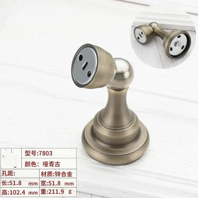 Zinc alloy bronze Крепкая нержавеющая сталь ограничитель открывания двери с магнитом мощный анти-столкновения двери держатель буфера мебель аксессуары - Цвет: Zinc alloy bronze
