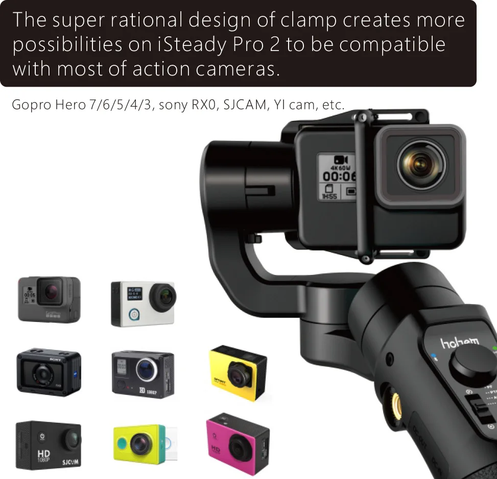 Hohem iSteady Pro 2 ручной карданный стабилизатор для экшн-камеры Gopro Hero 8/7/6/5/4/3 для DJI Osmo действий для YiCam SJCAM экшн Камера