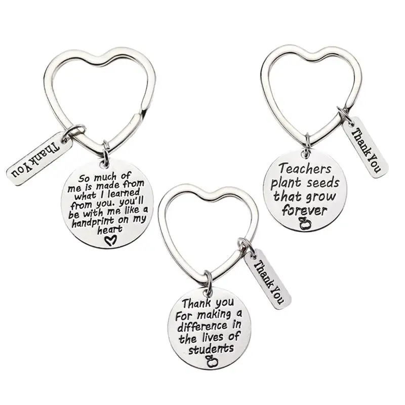3pcs Keychains Exquisite Decorative Simple Creative Letter Keychain Bag Pendant Key Holder Keyring for Teacher