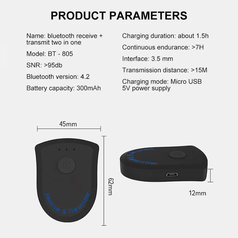 2 в 1 беспроводной 3,5 мм Bluetooth передатчик приемник комплект аудио адаптер сплиттер многоточечная музыка для ТВ Автомобильная звуковая система