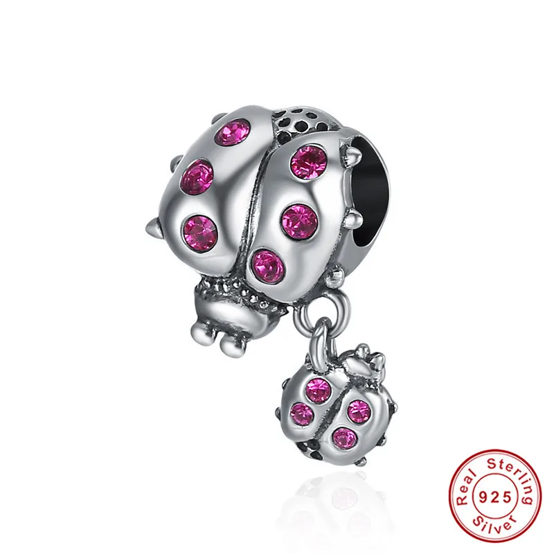 Браслет Pandora,, 925 пробы, серебряный, милый слон, собака, медведь, кошка, подвески, S925 жук, бусины в виде зебры для изготовления ювелирных изделий - Окраска металла: asa364-1