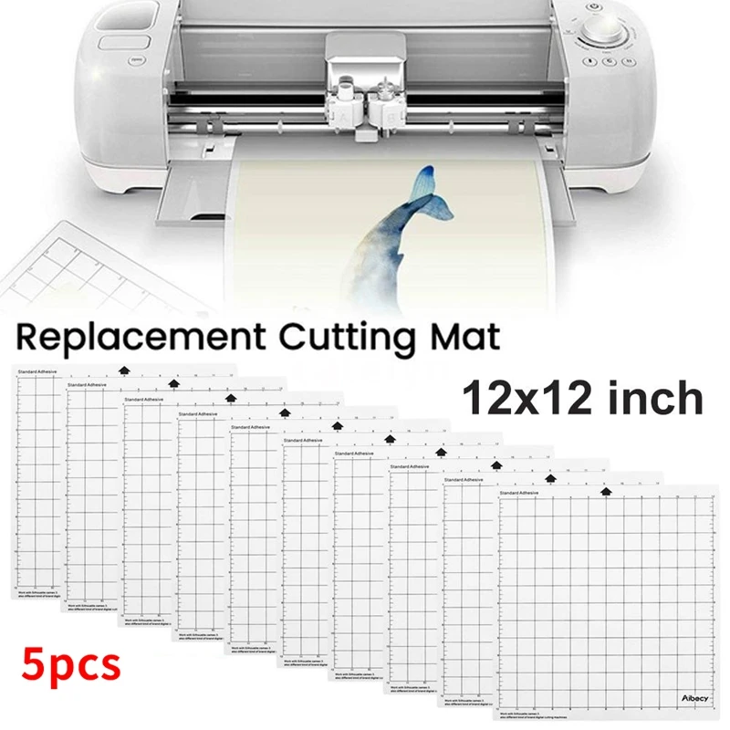 

5PCS 12 Inch Replacement Cutting Mat Transparent Adhesive Mat With Measuring Grid for Silhouette Plotter Machine