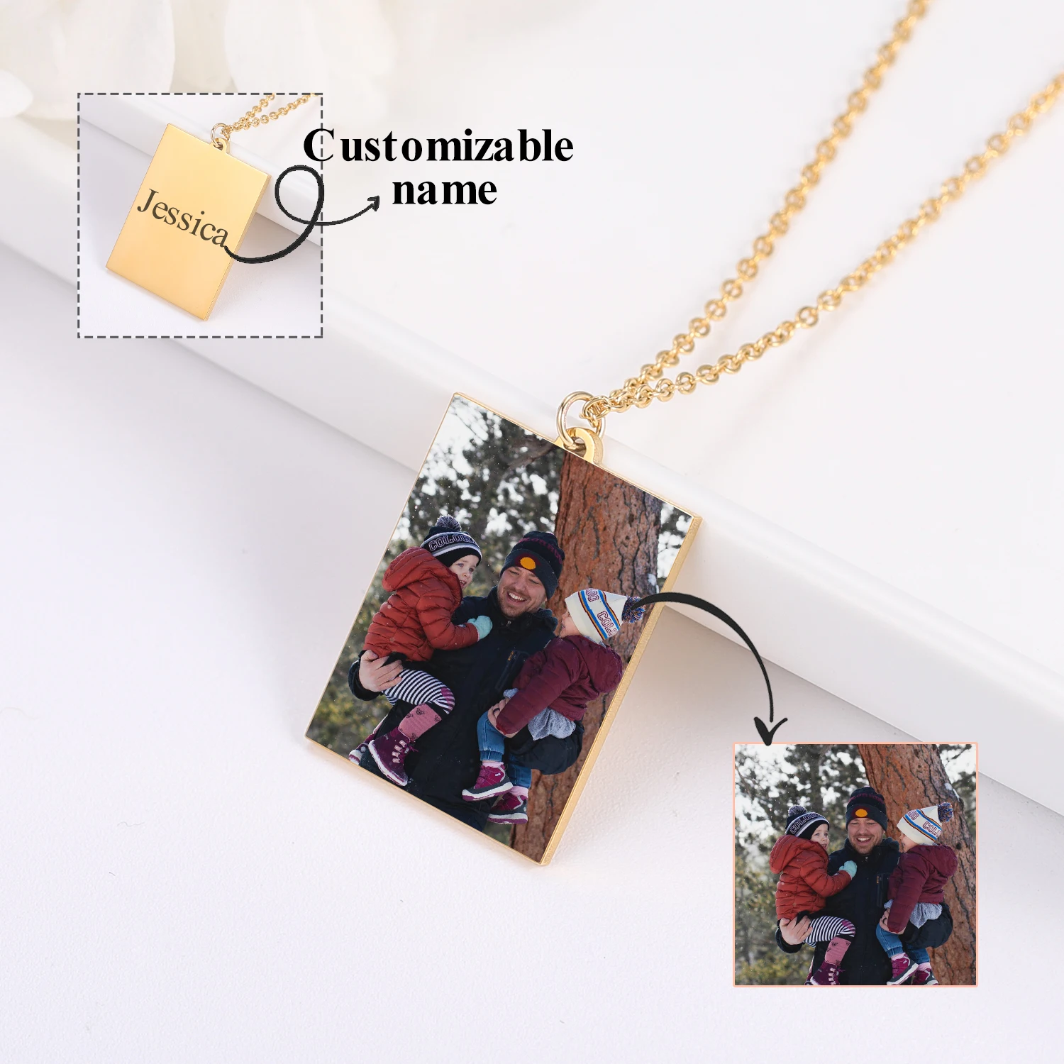 

Индивидуальное ожерелье с фото, квадратная подвеска на заказ, ожерелье из нержавеющей стали, ювелирные изделия, Подарок на годовщину пары, резные аксессуары