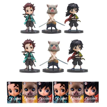 6つで１セット！鬼滅の刃ミニフィギュア 6pcs/set Demon Slayer Kimetsu no Yaiba Figure Q ver. Giyuu Inosuke Tanjirou Nezuko Zenitsu Figurine anime Action figure 5-7cm 9