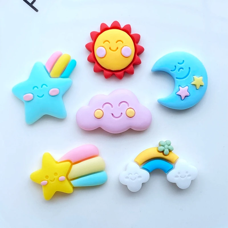 tiny unicorn figurines 12Pcs New Mixed Mini Rainbow / Sun / Meteor Flat Back Resin Scrapbooking DIY Jewelry Craft Decoration Accessorie Q03 mini horse figurines