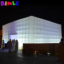 Tente Cube gonflable géante blanche de 10m, jardin extérieur, avec lumières LED, chapiteau soufflé à l'air, 2 portes, bâtiment pour événements, fête, mariage