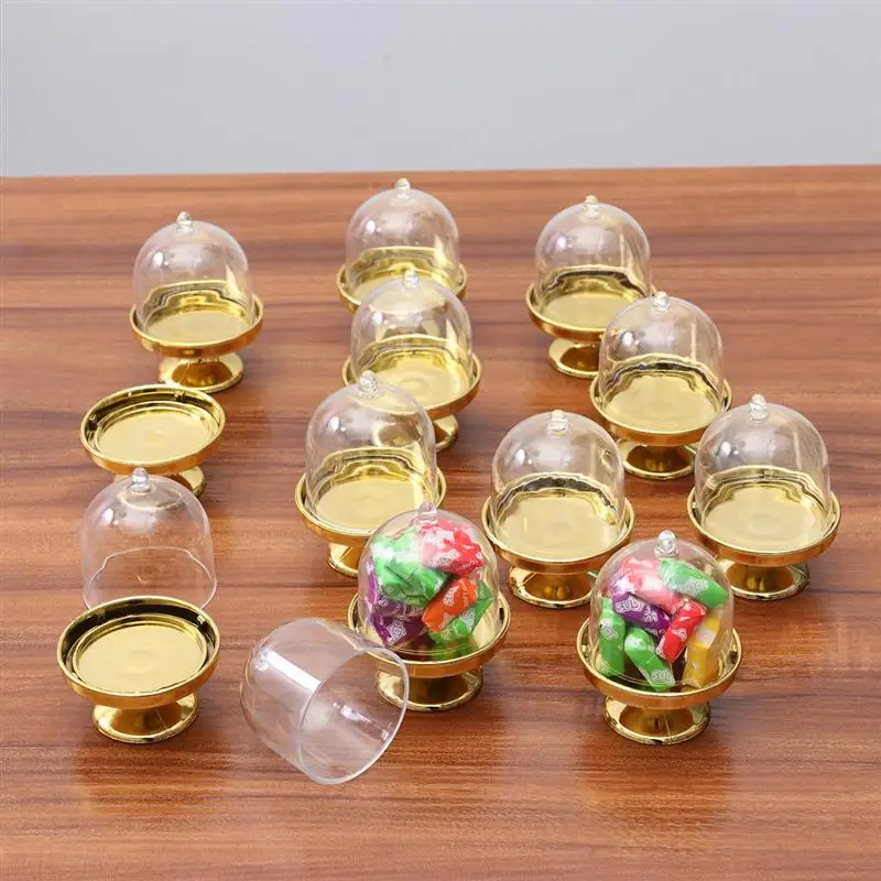 

12pcs Tray Modeling Shape Candy Box Party Favor Boxes Candy Holders Gift Box (Golden Base)