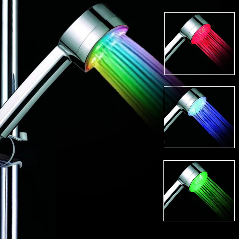 

Water saving color changing led shower head filter with hose,light up rain temperature control 3 color shower head