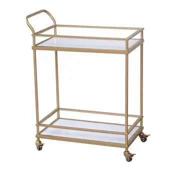 

European Golden Hotel Restaurant Drinks Trolley Moving Eat Edge Tea Cake Trolley Carts Creative Car