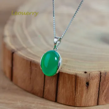 

Leouerry Classical Green Agate Pendant Simple Oval Jade Pendant Jewelry for Mom Elder Jewelry Gift Not Include Chain