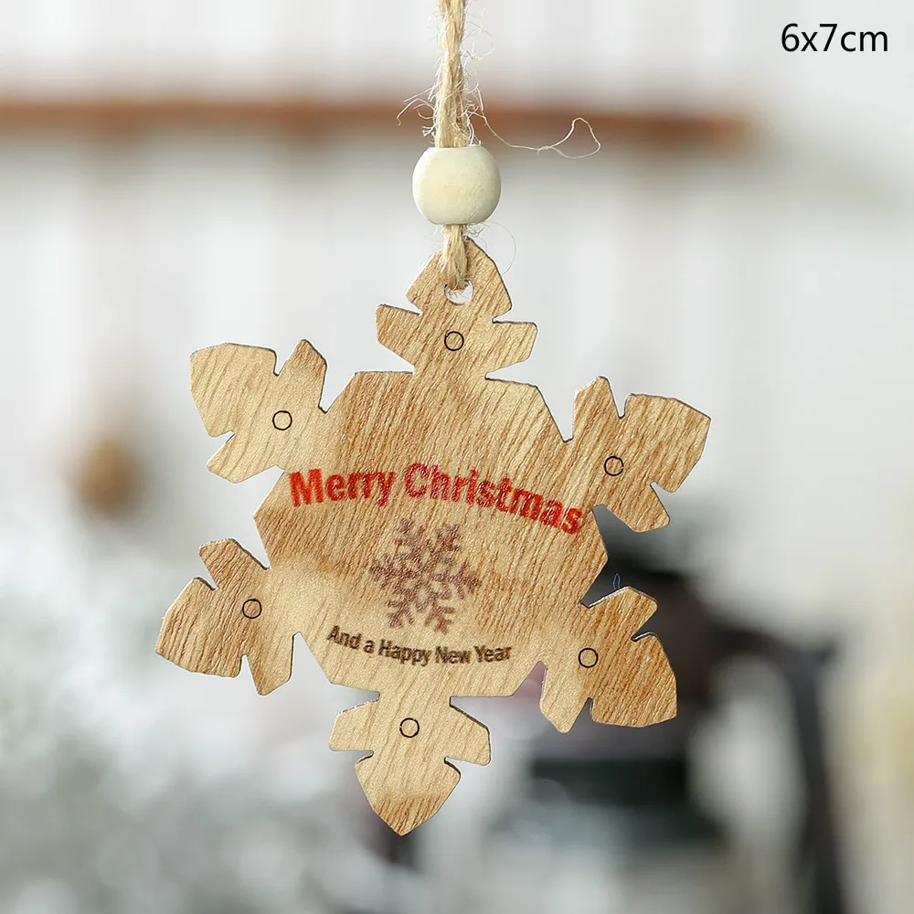 Merry Christmas Elk Деревянные Подвески, украшения орнамент с рождественской елкой DIY деревянные поделки детский подарок украшения для дома Рождественская вечеринка - Цвет: snowflake merry