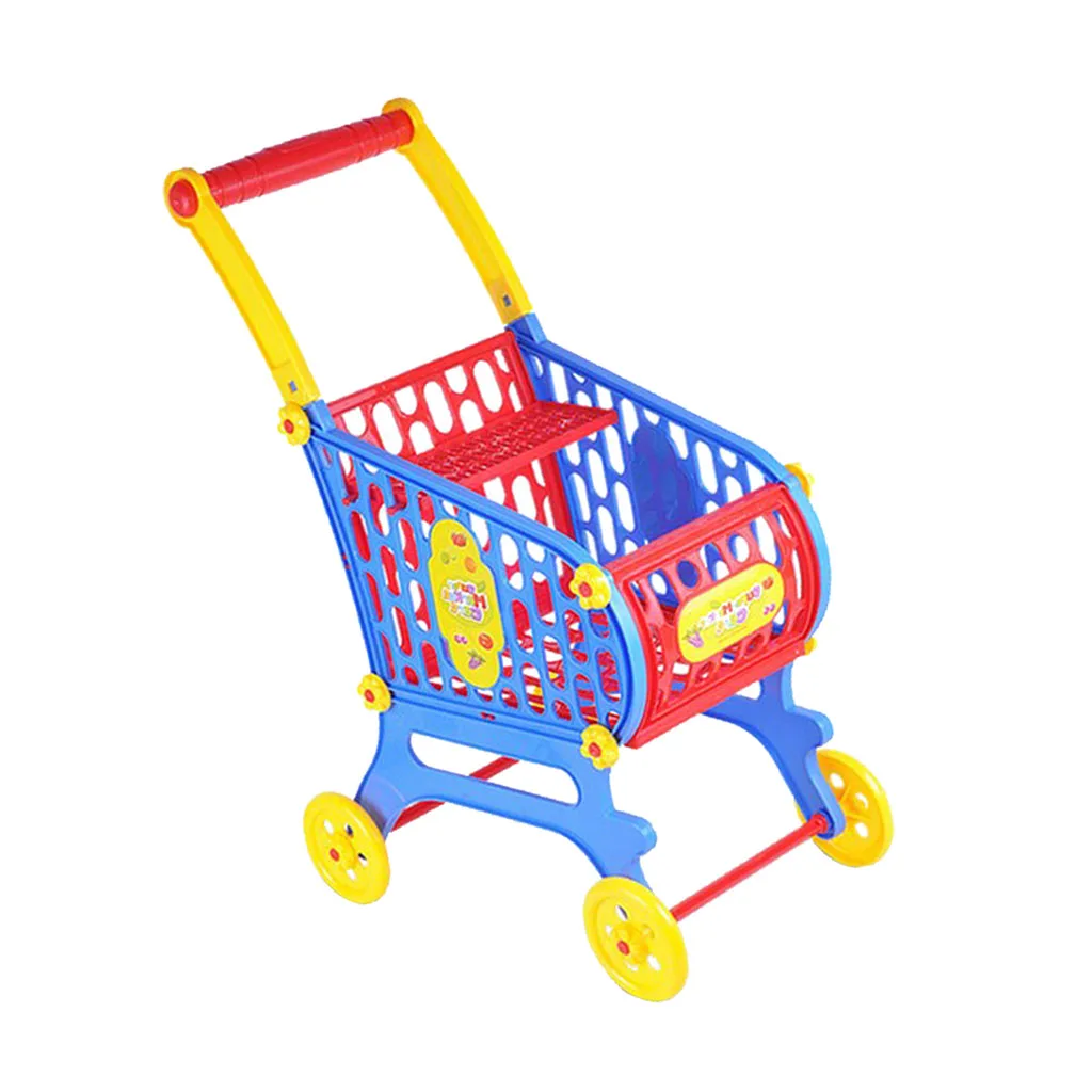 Plastic Supermarket Cart Basket Baby Supplies for Kids & Toddler Doll House Furniture Decor